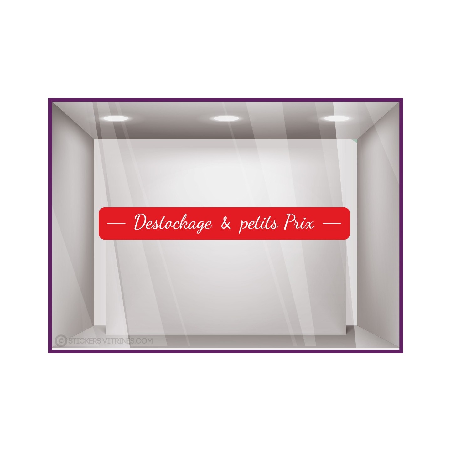 Sticker Ruban Destockage et Petit Prix vitrophanie soldes braderie boutique mode maroquinerie jouets devanture