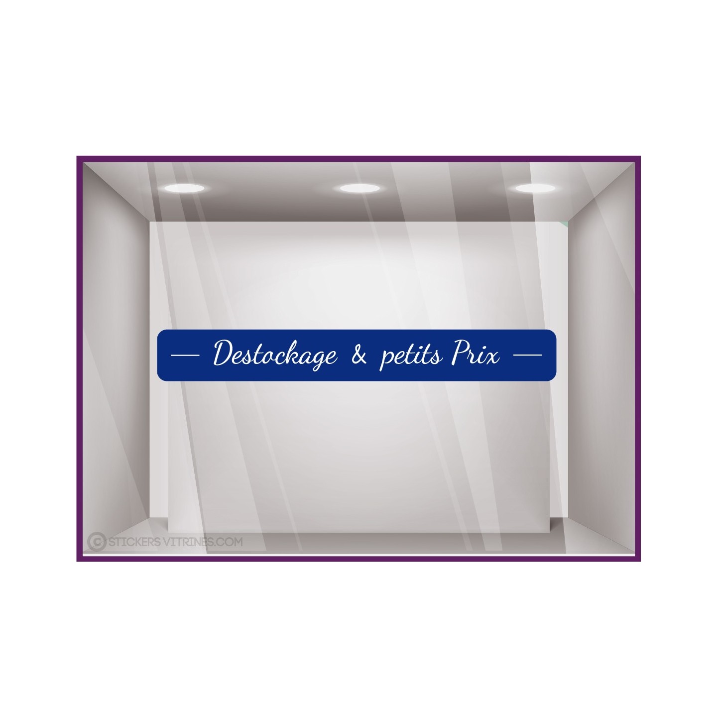 Sticker Ruban Destockage et Petit Prix vitrophanie soldes braderie boutique mode maroquinerie jouets devanture