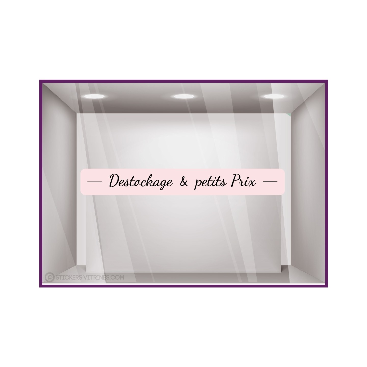 Sticker Ruban Destockage et Petit Prix vitrophanie soldes braderie boutique mode maroquinerie jouets devanture