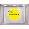 Sticker Rond Happy Braderie vitrophanie vitrine devanture mode maroquinerie boutique braderie 