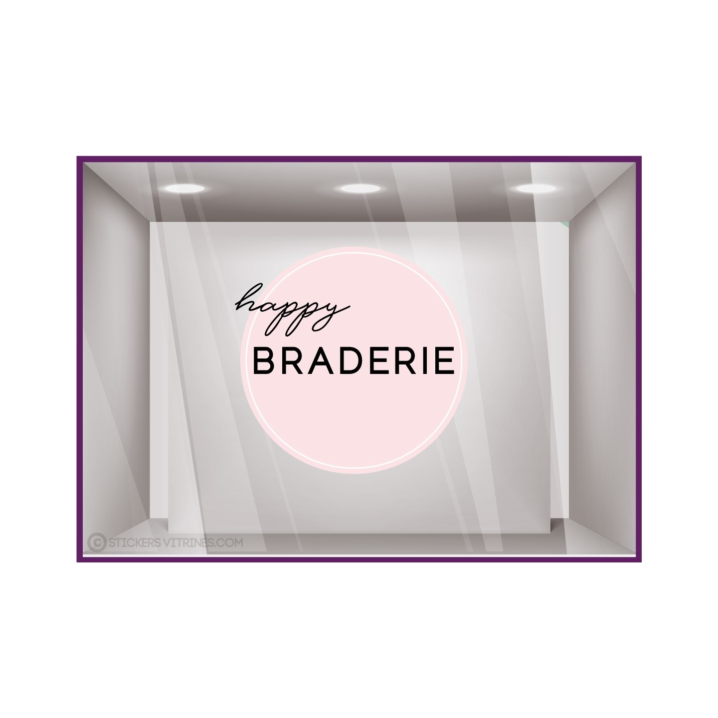 Sticker Rond Happy Braderie vitrophanie vitrine devanture mode maroquinerie boutique braderie 
