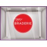 Sticker Rond Happy Braderie vitrophanie vitrine devanture mode maroquinerie boutique braderie 
