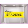 Sticker Ruban Happy Braderie vitrophanie destockage soldes promotions idee deco enseigne devanture vitrine