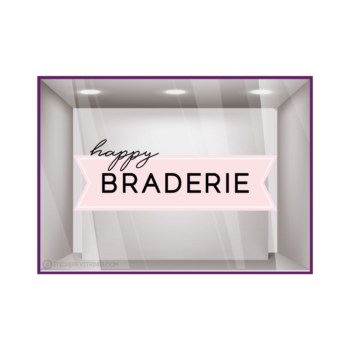 Sticker Ruban Happy Braderie vitrophanie destockage soldes promotions idee deco enseigne devanture vitrine