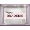Sticker Ruban Happy Braderie vitrophanie destockage soldes promotions idee deco enseigne devanture vitrine