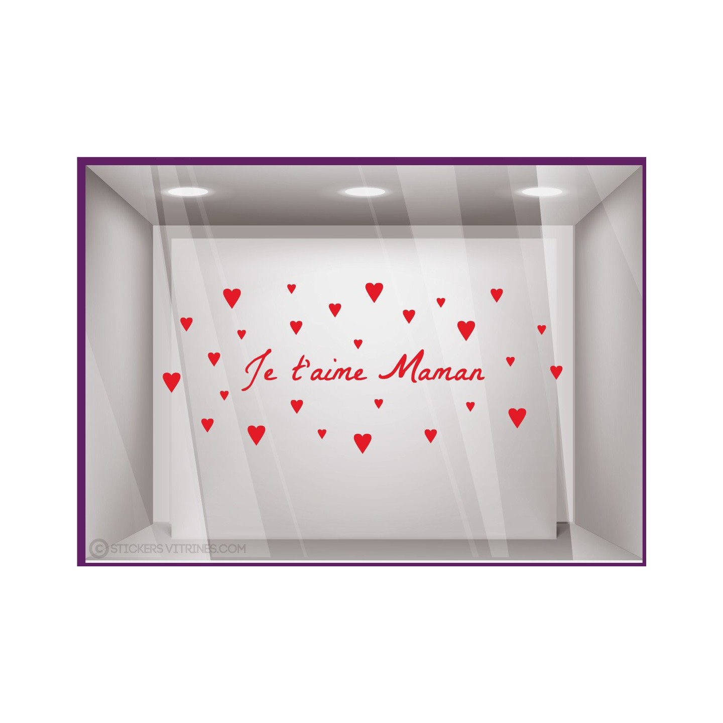 Sticker Je t'aime Maman Petits Coeurs fete des meres mamans calicot lettrage adhesif fleuriste mode parfumerie