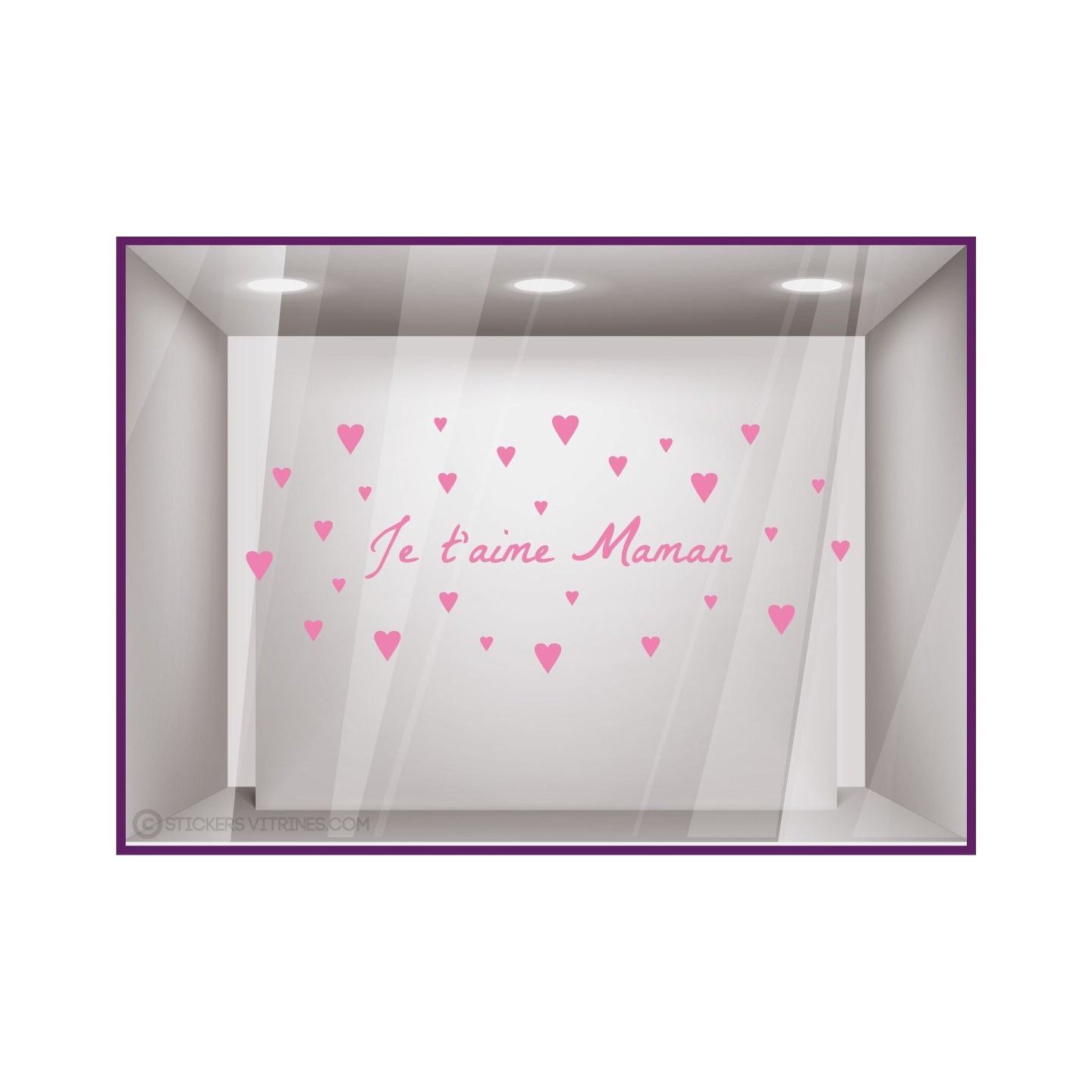 Sticker Je t'aime Maman Petits Coeurs fete des meres mamans calicot lettrage adhesif fleuriste mode parfumerie