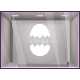 autocollant vitrine pâtisserie boulangerie deco Pâques Oeuf Cassé