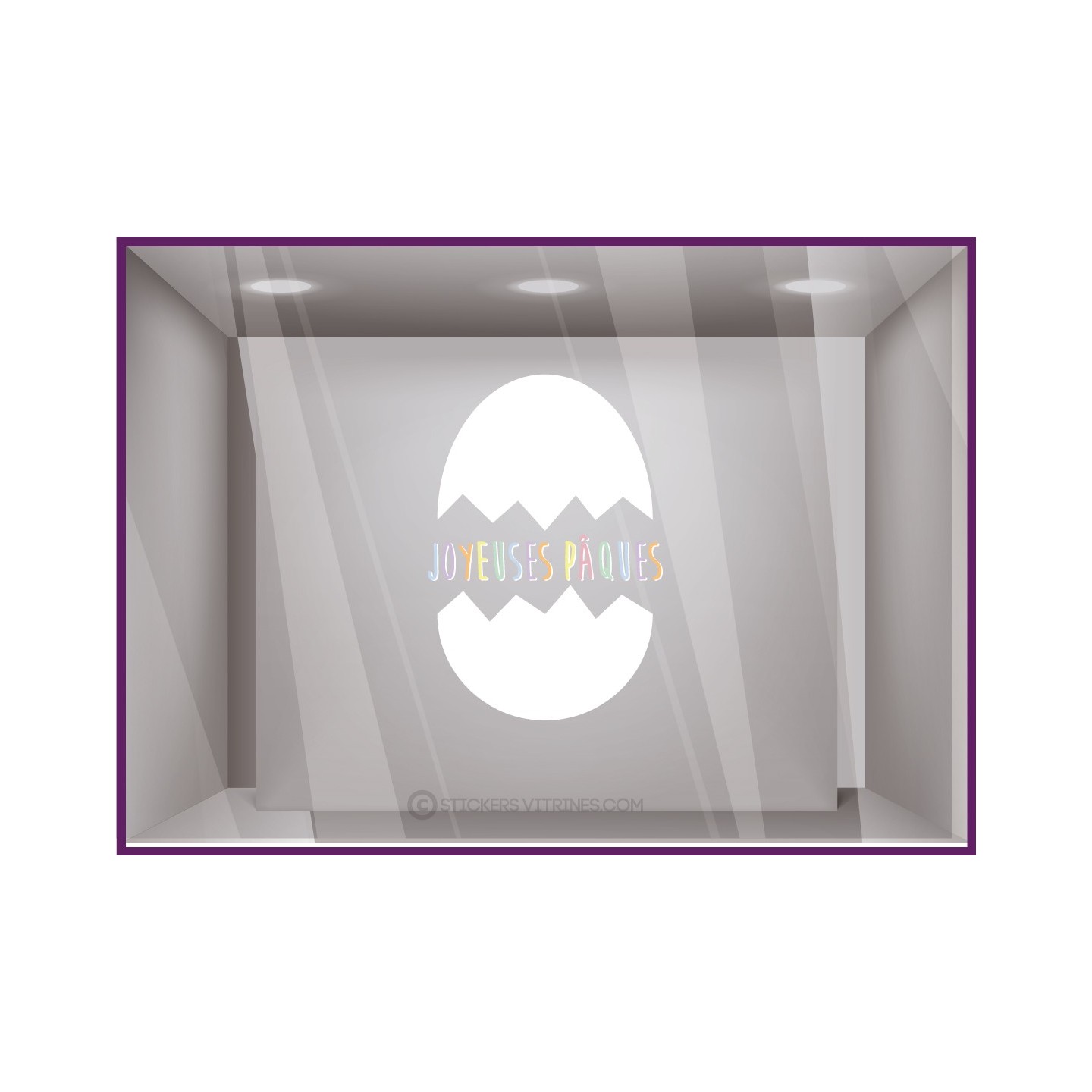 autocollant vitrine pâtisserie boulangerie deco Pâques Oeuf Cassé