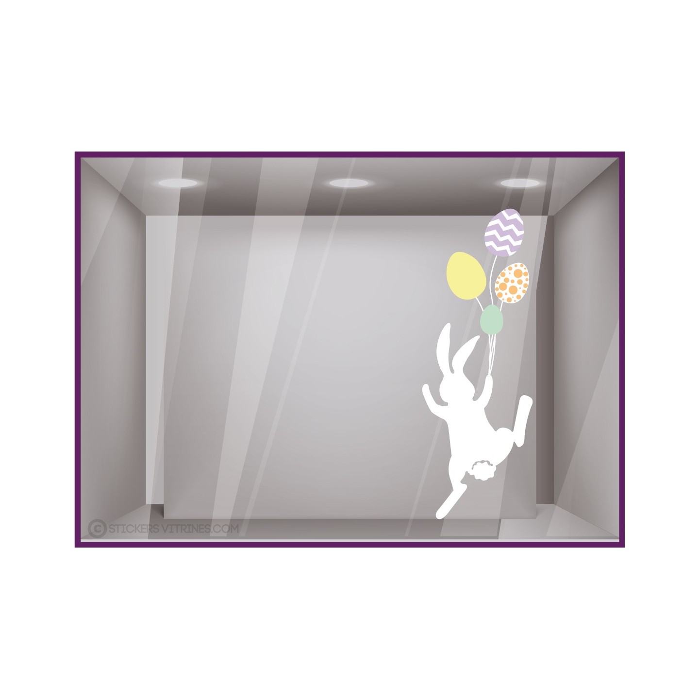 Sticker déco vitrine adhésif vitrophanie autocollant Lapin de Pâques qui s’envole