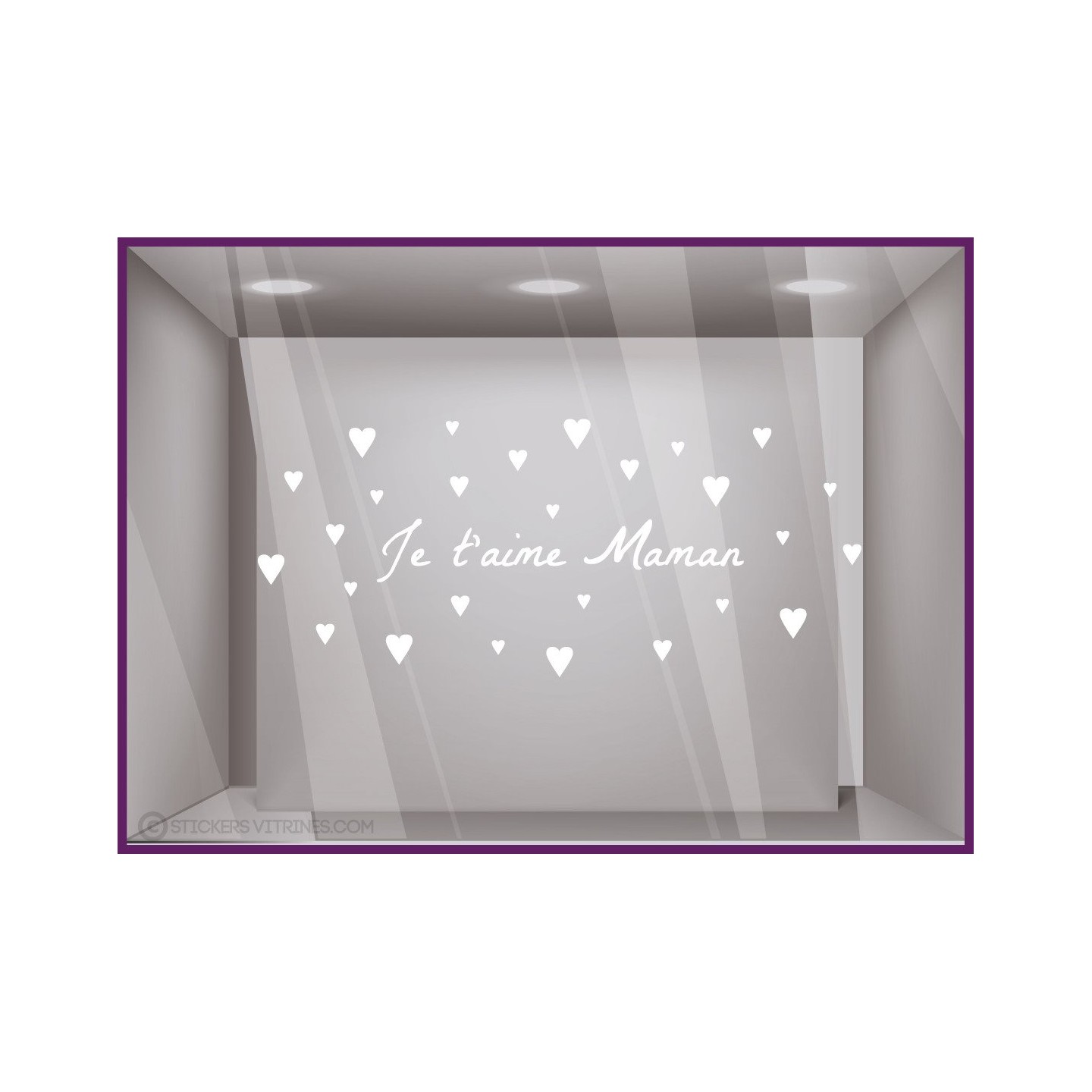 Sticker Je t'aime Maman Petits Coeurs fete des meres mamans calicot lettrage adhesif fleuriste mode parfumerie