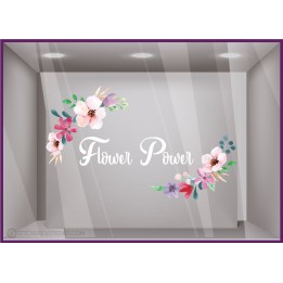 Sticker Flower Power autocollant vitrine 