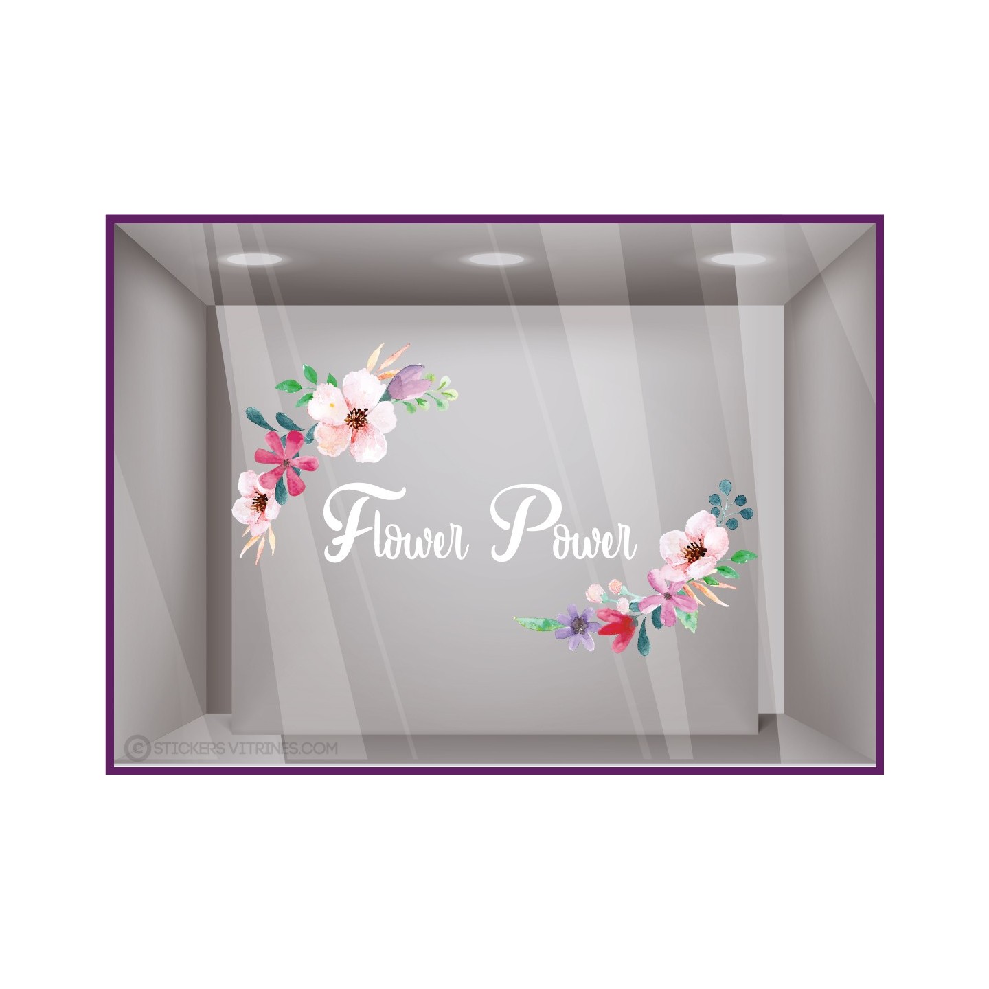 Sticker Flower Power autocollant vitrine 