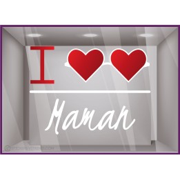 Autocollant pour vitrine Sticker I Love Maman Lunettes