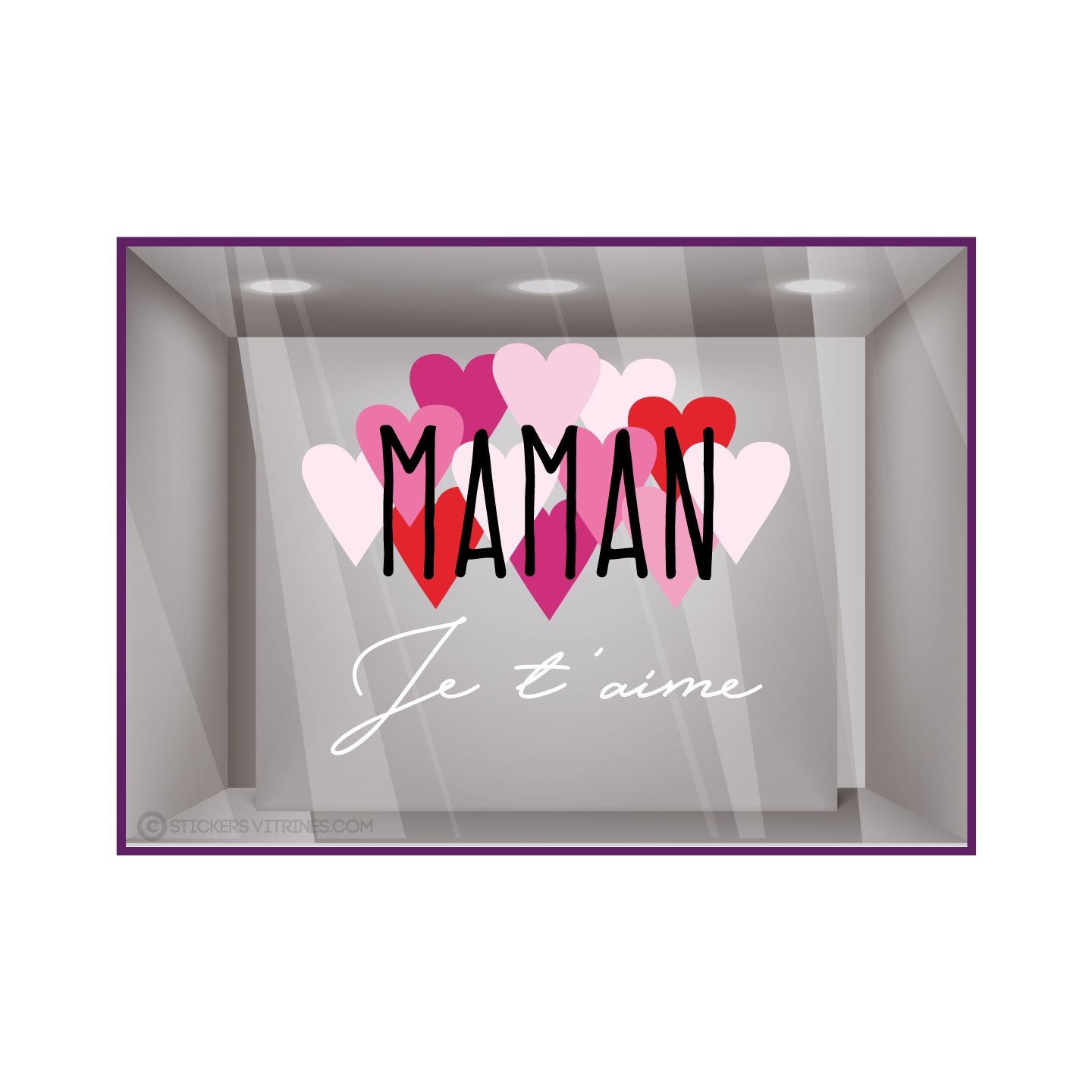 Vitrophanie pour vitrine Sticker I Love Maman