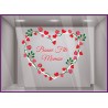 Vitrophanie pour devanture Sticker Couronne Coeur et Fleurs Bonne fête Maman