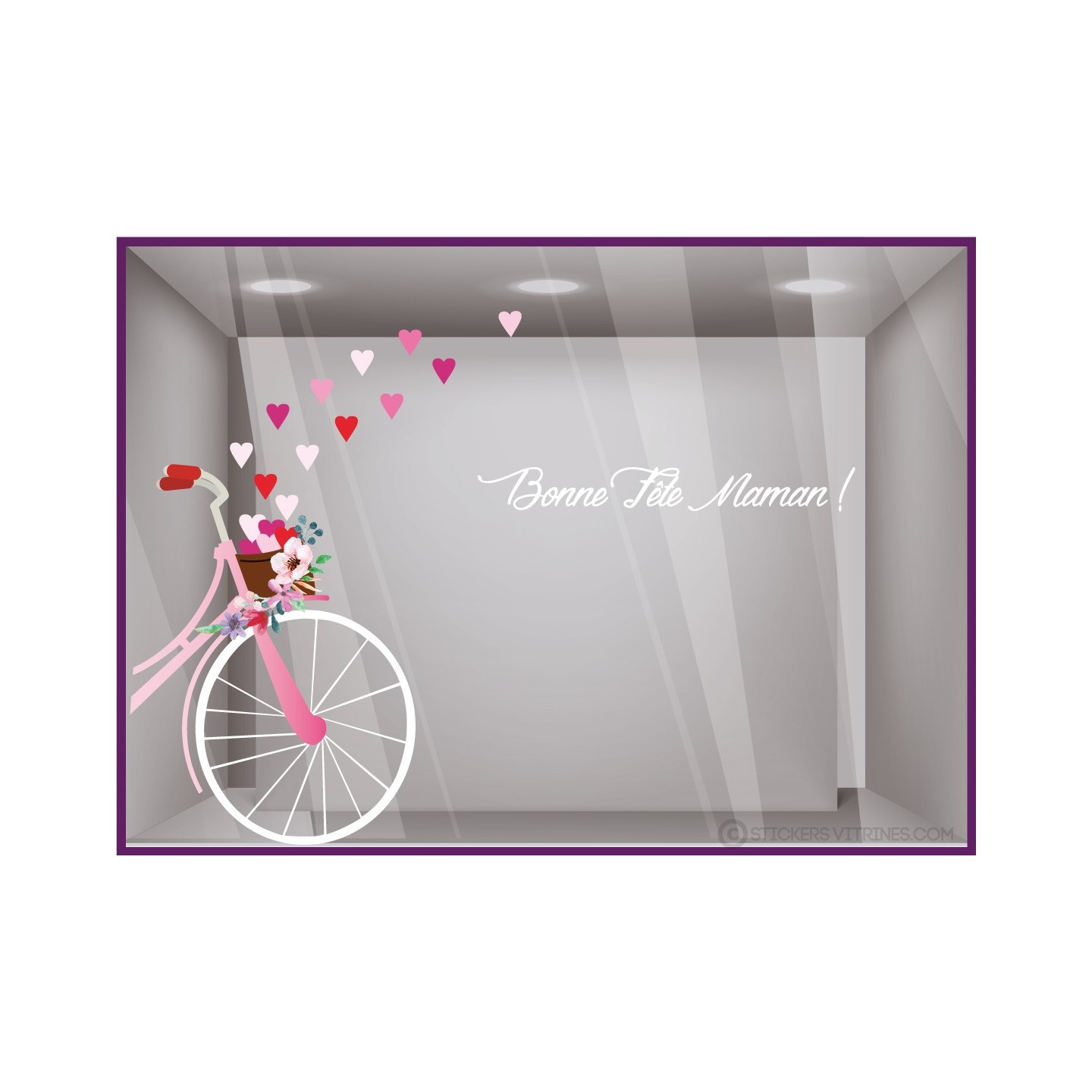 Vitrophanie Kit de Stickers Velo Fêtes des mères 