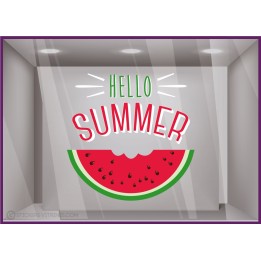 Adhésif Hello Summer Pastèque pour devantures de magasins