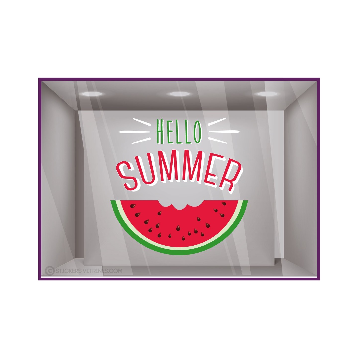 Adhésif Hello Summer Pastèque pour devantures de magasins