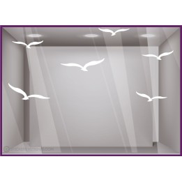 Calicot pour enseigne Sticker Mouettes été vitrophanie calicot devanture magasin 