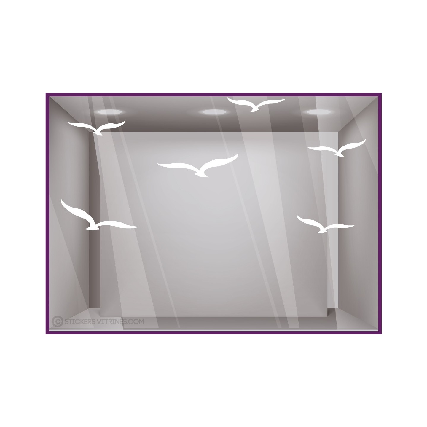 Calicot pour enseigne Sticker Mouettes été vitrophanie calicot devanture magasin 