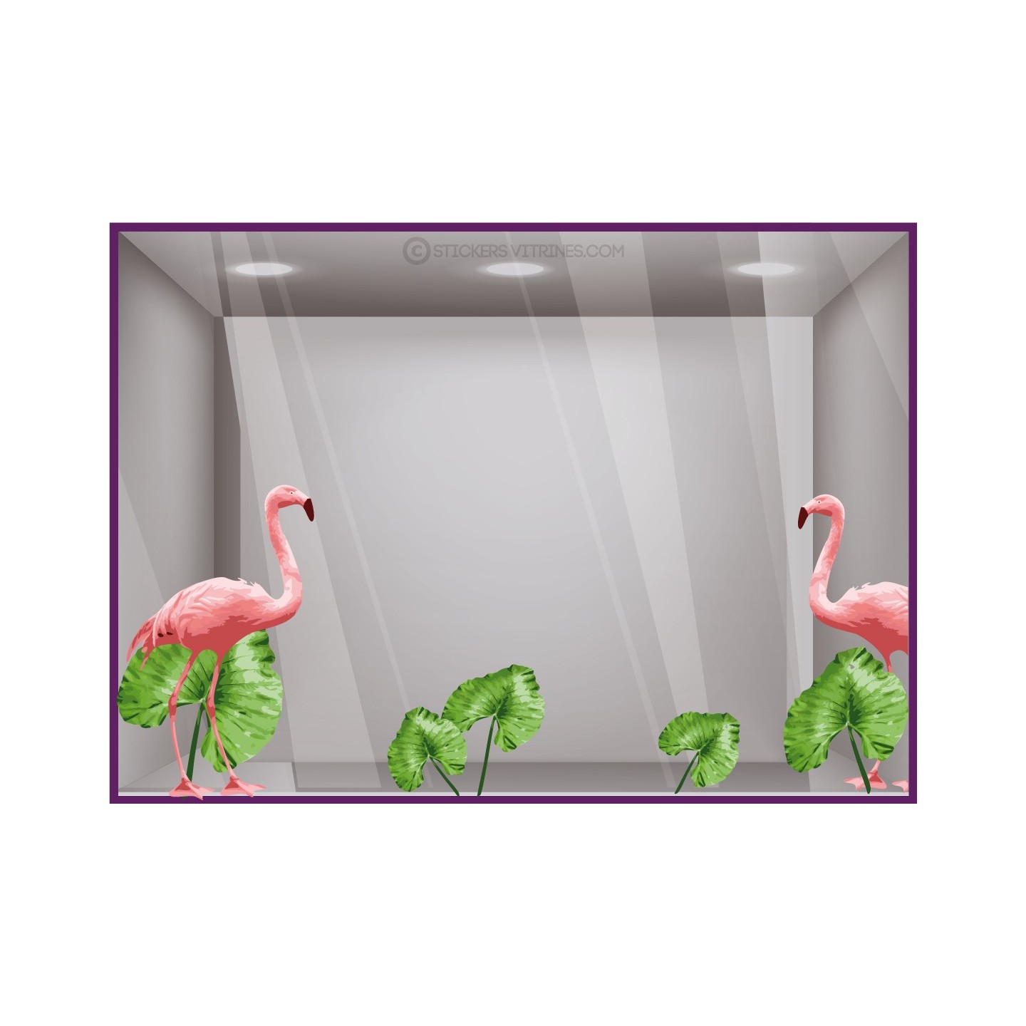 Kit de Stickers Flamants Rose pour vitres de magasin décoration vitrine