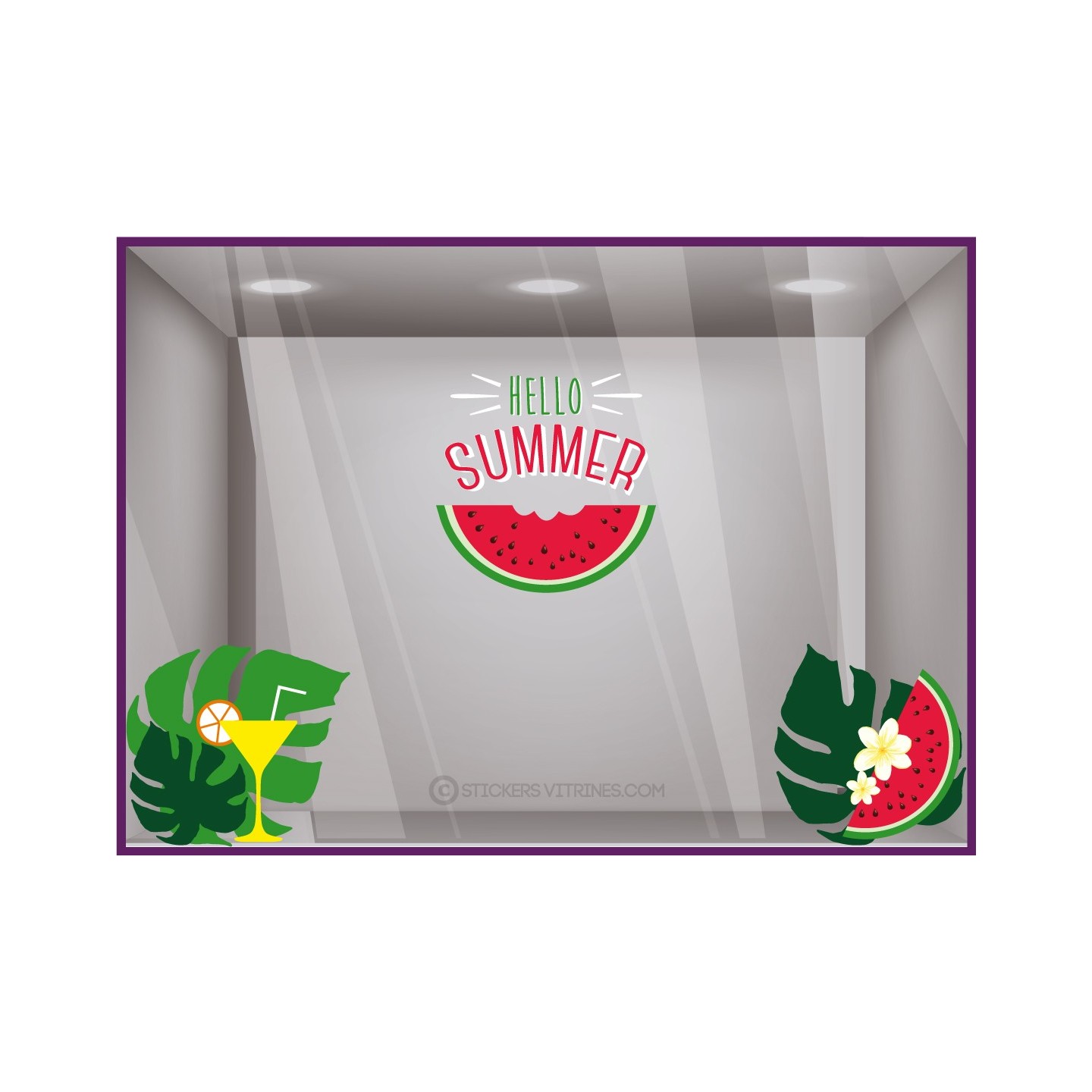 Kit d'autocollants Hello Summer Pastèque pour les vitres de boutique
