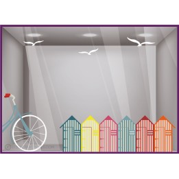 Autocollant pour devanture Kit Bicyclette Cabane de Plage 
