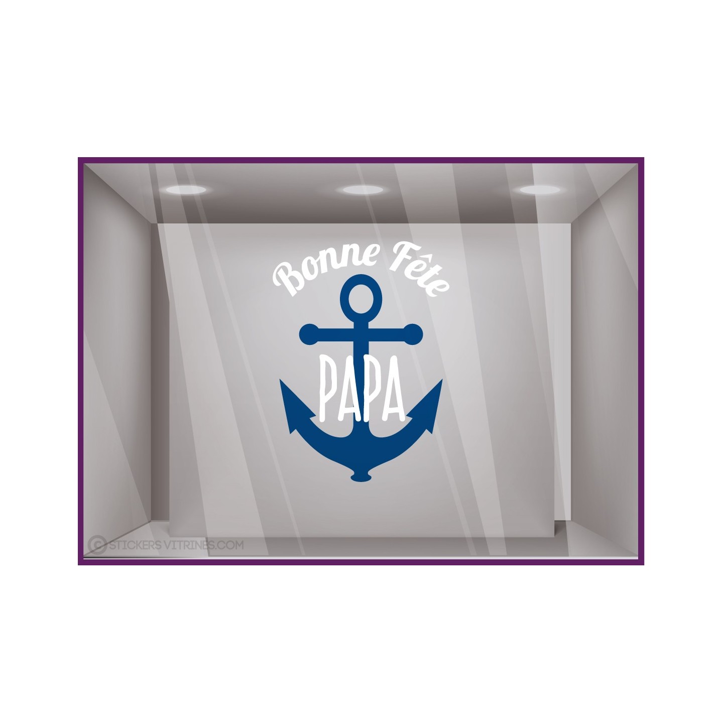 Sticker ancre Bonne Fête Papa pour devanture de magasins 