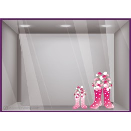 Stickers Bottes Fleuries fleuriste vitrophanie printemps commerce vitrine adhésif