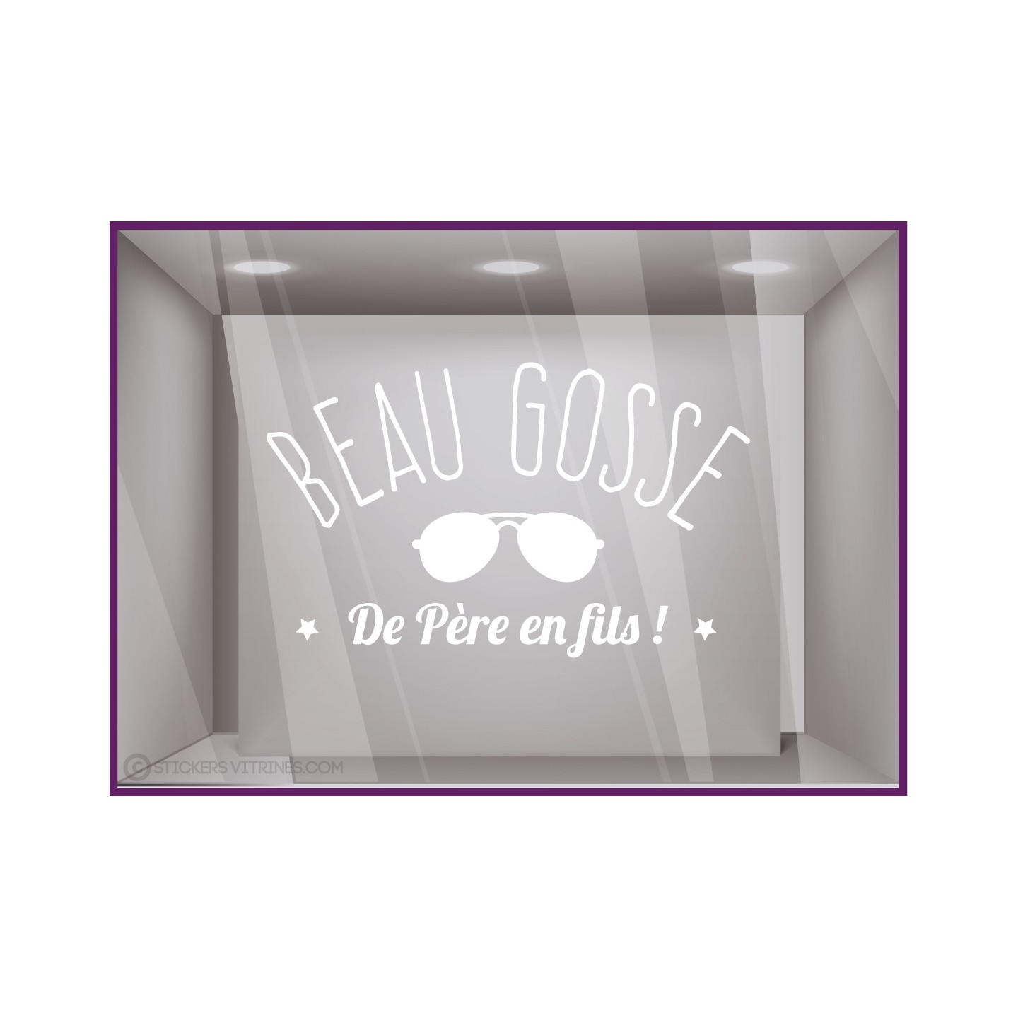 Sticker Fête des Pères Barbe à Papa pour façades de boutiques vitrine calicot vitrophanie adhésif