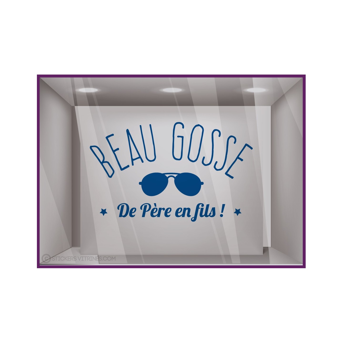 Sticker Fête des Pères Barbe à Papa pour façades de boutiques vitrine calicot vitrophanie adhésif