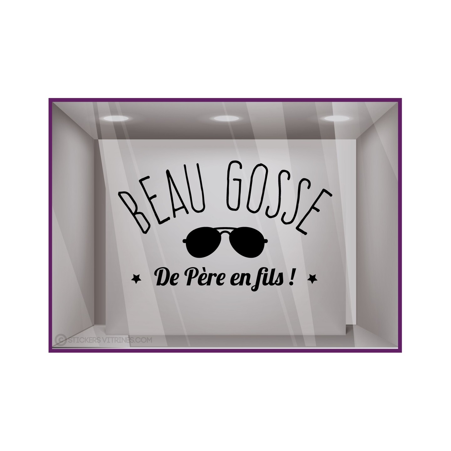 Sticker Fête des Pères Barbe à Papa pour façades de boutiques vitrine calicot vitrophanie adhésif