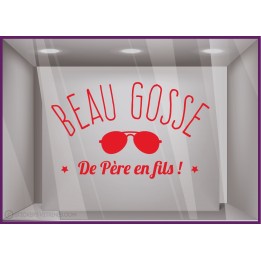 Sticker Fête des Pères Barbe à Papa pour façades de boutiques vitrine calicot vitrophanie adhésif