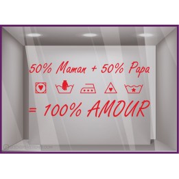 Sticker Fête des Pères 50% Maman + 50% Papa pour vitrines de magasins