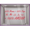Sticker Fête des Pères 50% Maman + 50% Papa pour vitrines de magasins