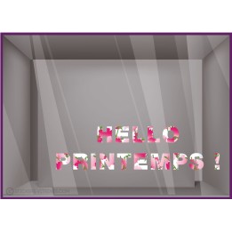 Sticker Lettrage Hello Printemps autocollant adhesif vitrine devanture calicot mode bijouterie magasin sticker vitrophanie