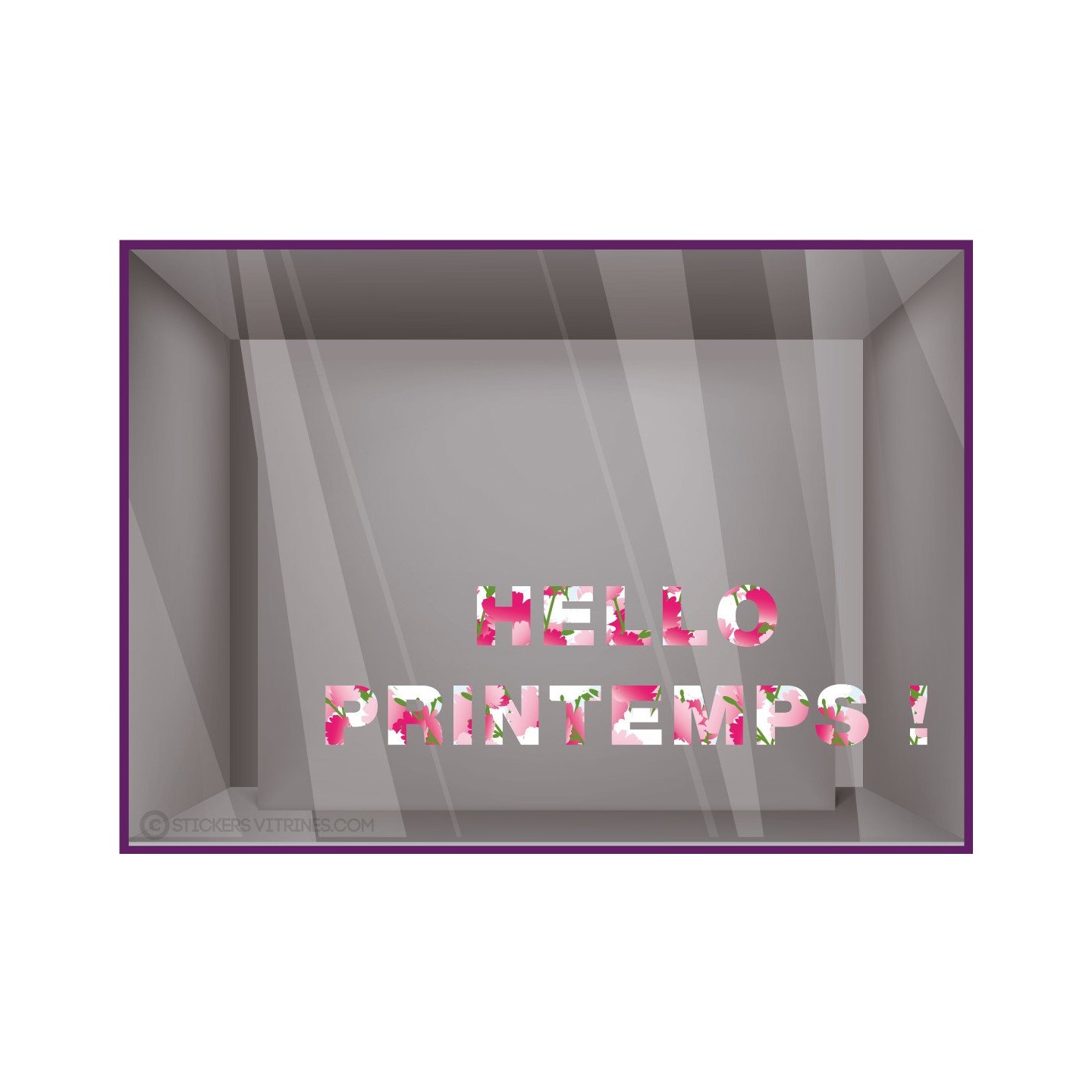 Sticker Lettrage Hello Printemps autocollant adhesif vitrine devanture calicot mode bijouterie magasin sticker vitrophanie