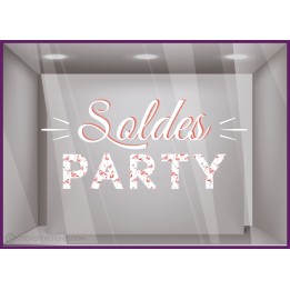Vitrophanie Sticker Soldes Party Flamants Rose pour devantures de boutiques 