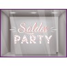 Vitrophanie Sticker Soldes Party Flamants Rose pour devantures de boutiques 