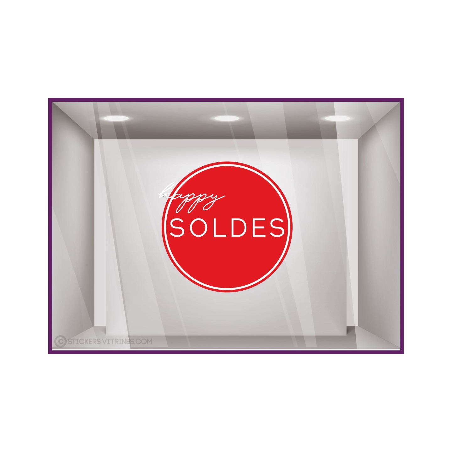 Sticker Rond Happy Soldes pour devantures de boutiques 