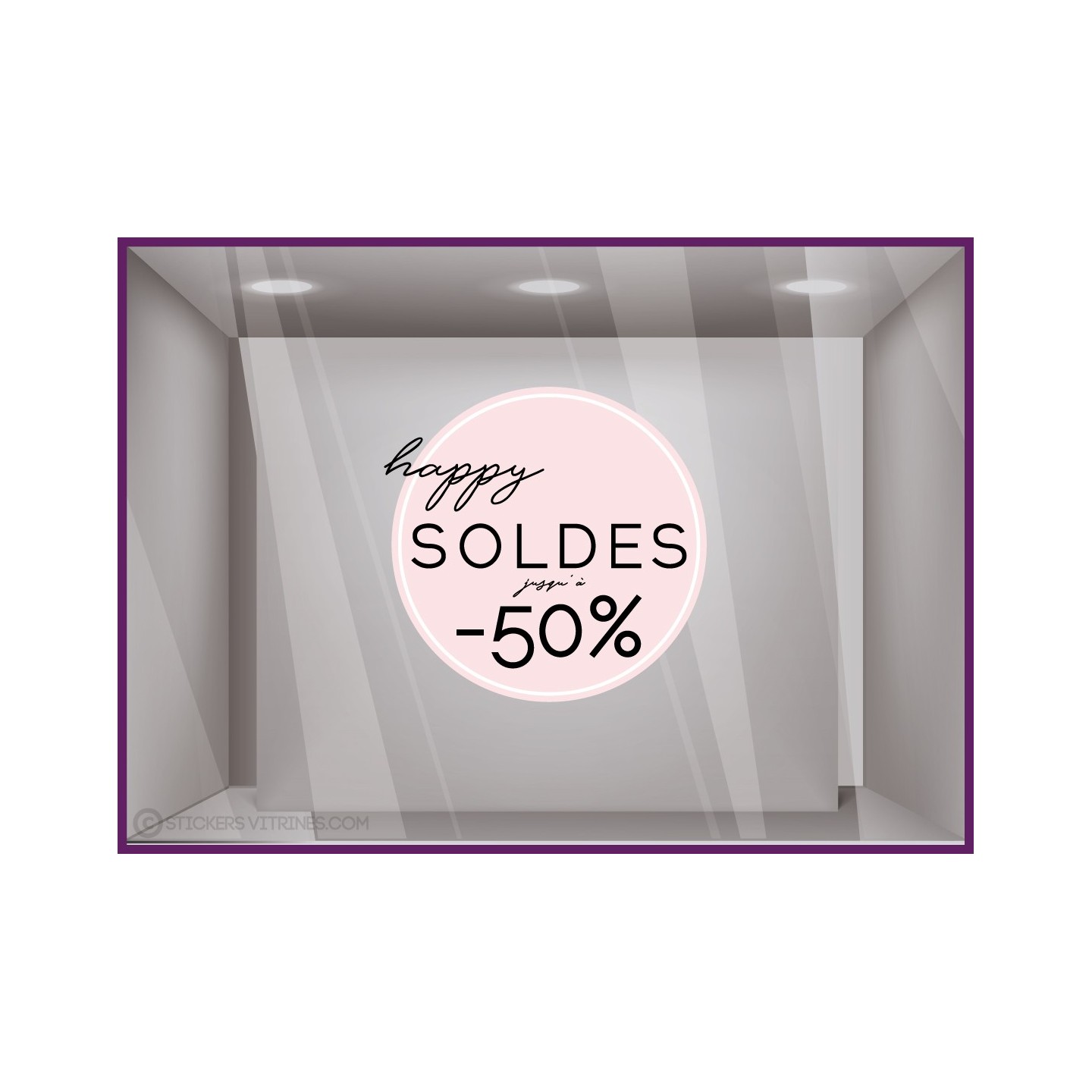Sticker Rond Happy Soldes pour devantures de boutiques 