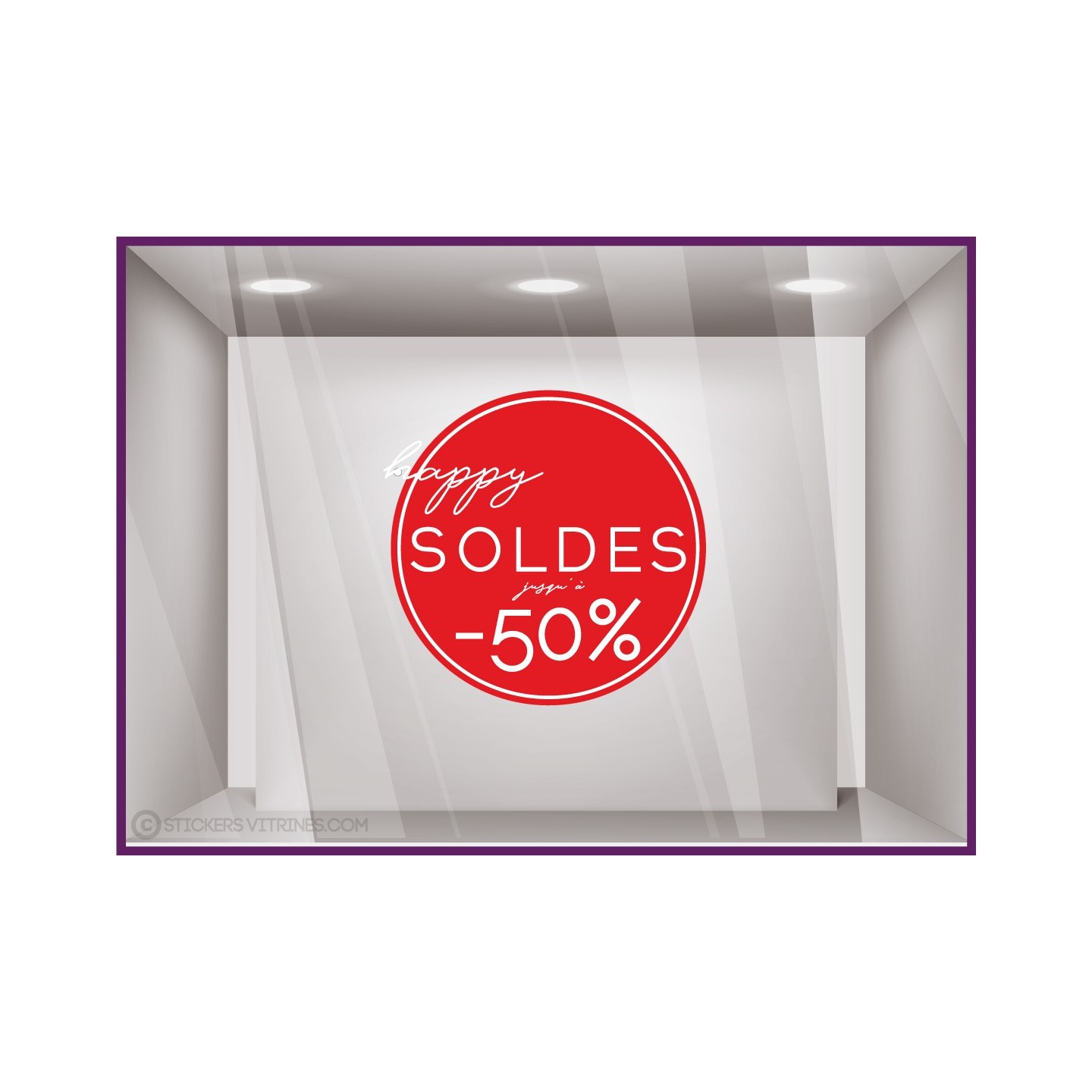 Sticker Rond Happy Soldes pour devantures de boutiques 