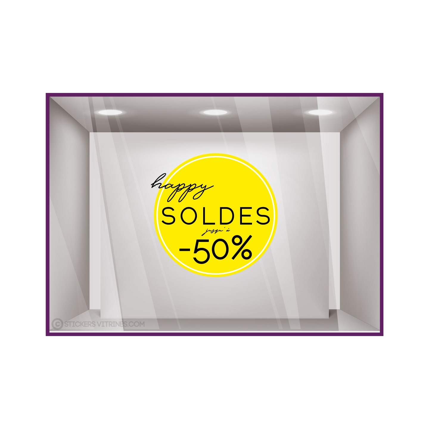 Sticker Rond Happy Soldes pour devantures de boutiques 