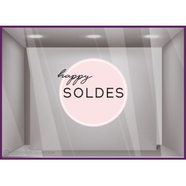 Sticker Rond Happy Soldes pour devantures de boutiques 