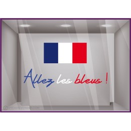 Vitrophanie pour vitrine Sticker Allez les Bleus Drapeau Français 