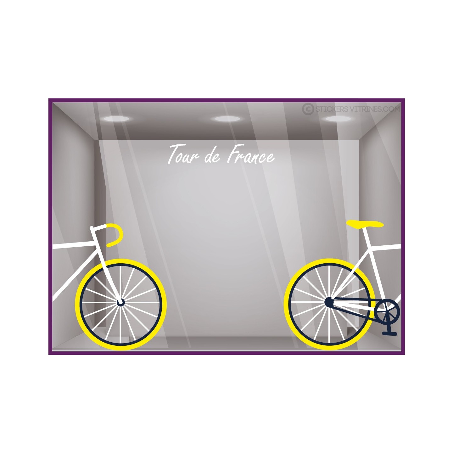 Adhésif autocollant vitrine Kit stickers Velo Tour de France événement sportif vitrine sport commerce lettrage