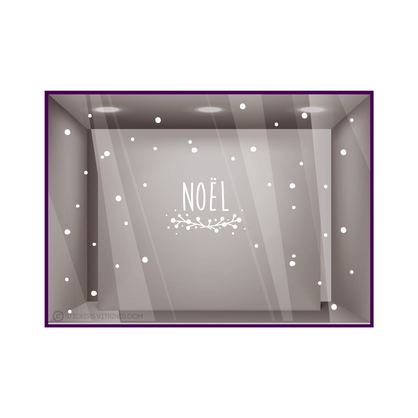 Vitrophanie Lettrage Noël Flocons Commerce Déco