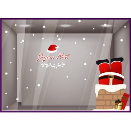 Kit De Stickers Père Noël Cheminéepour vitrine de magasin