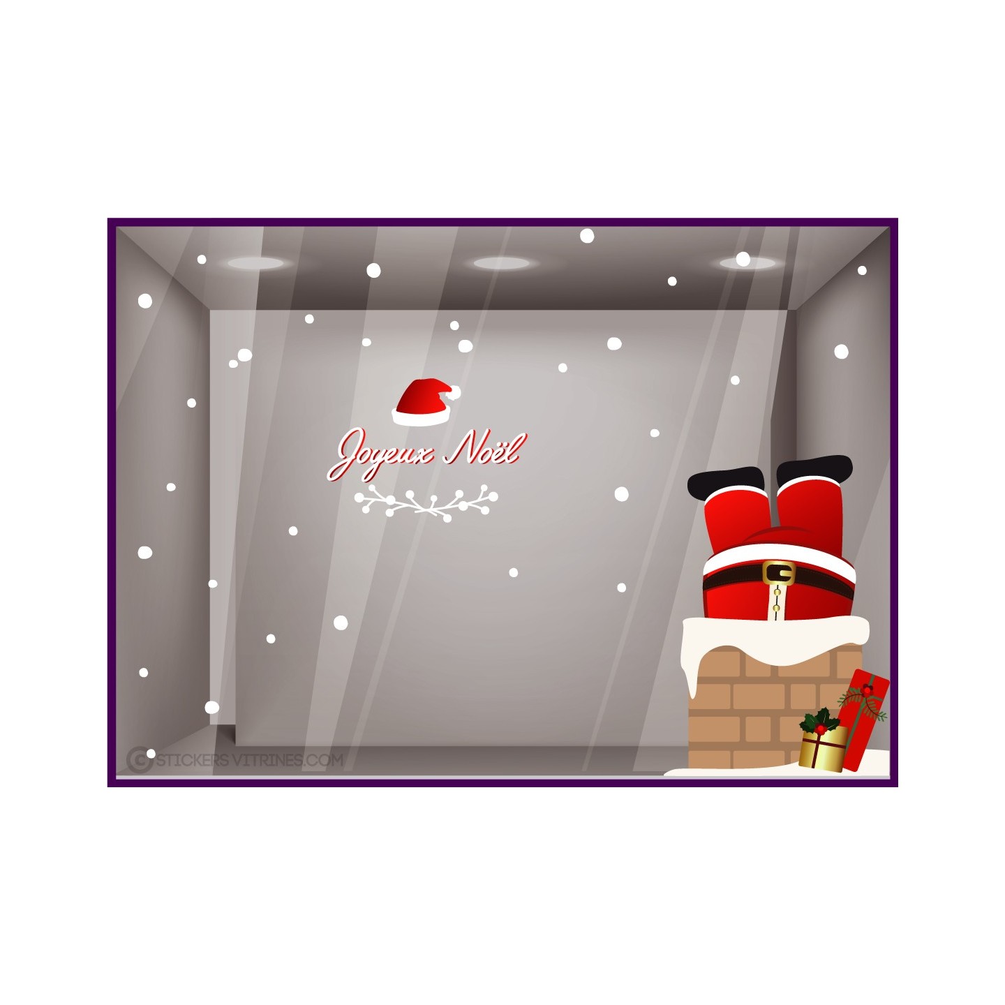 Kit De Stickers Père Noël Cheminéepour vitrine de magasin